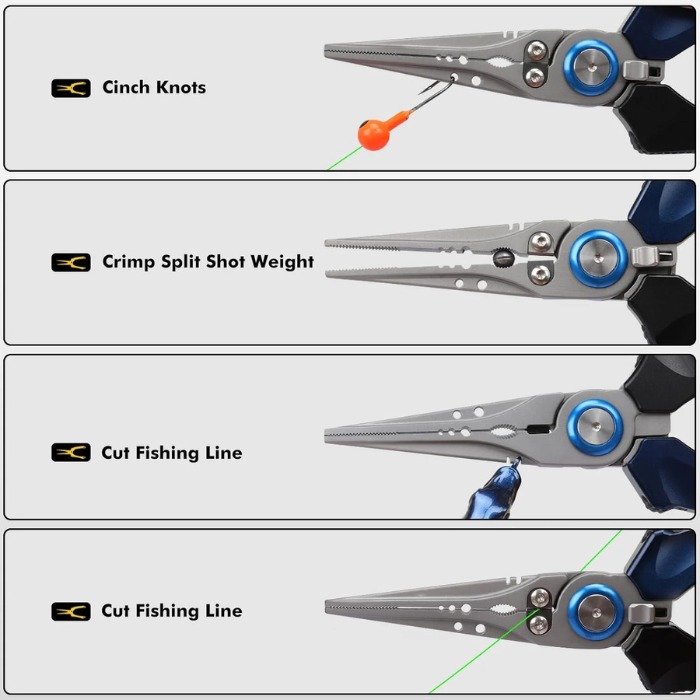 TRUSCEND Fishing Pliers – Saltwater Resistant Multi-Function Fishing Tool with Line Cutter, Split Ring & Crimping – Lightweight Aluminum Fishing Gear for Freshwater & Offshore Anglers
