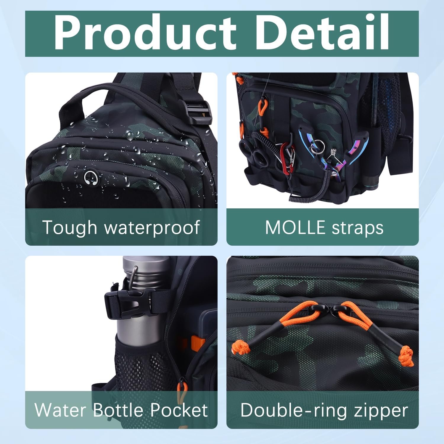 Fishing Backpack Tackle Storage Bag with 2 Tackle Boxes, Lightweight Outdoor Water-Resistant Fish Shoulder Bag with Rod Holder-Store Fish Gear for Fishing