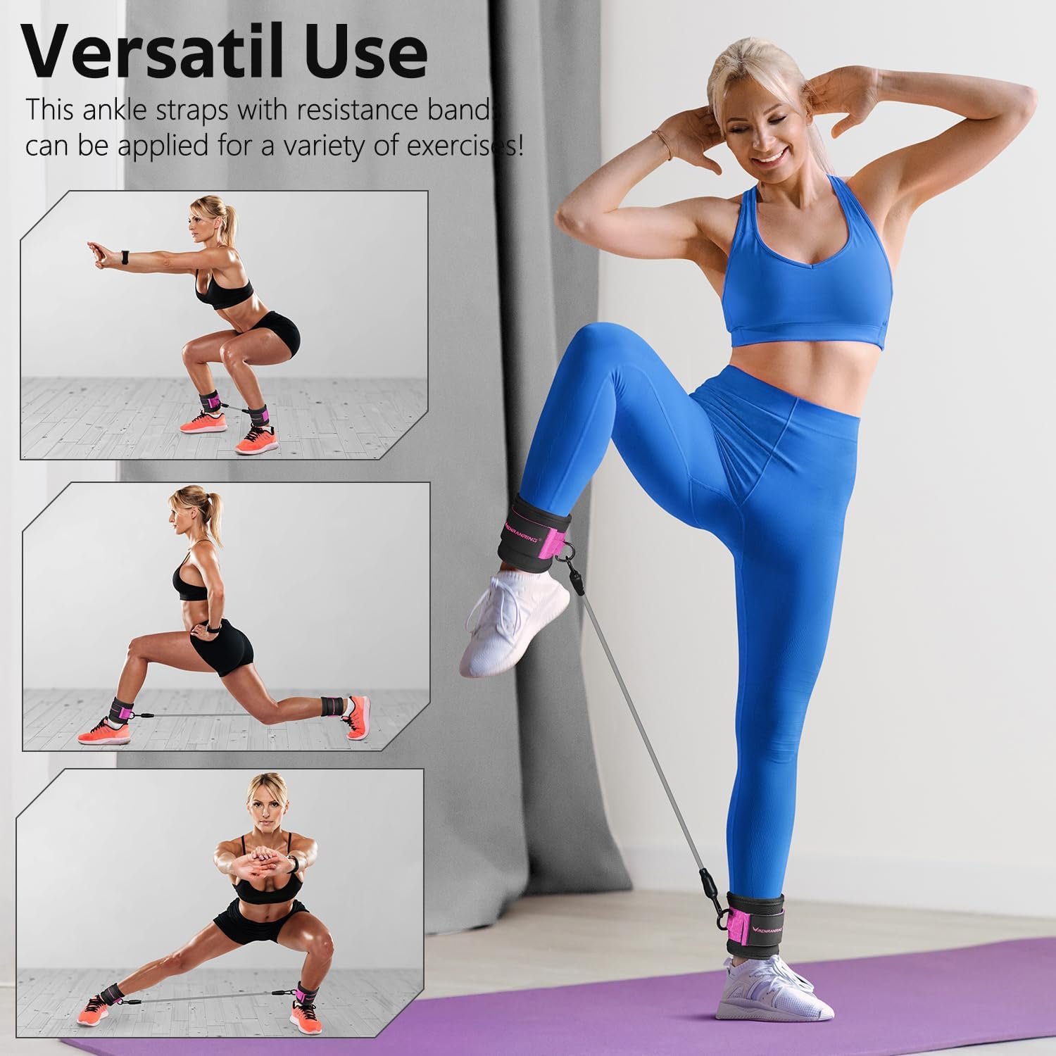 Ankle Resistance Bands, Ankle Bands for Working Out with Cuffs, Ankle Resistance Band, Glutes Workout Equipment, Butt Exercise Equipment for Women Legs and Glutes