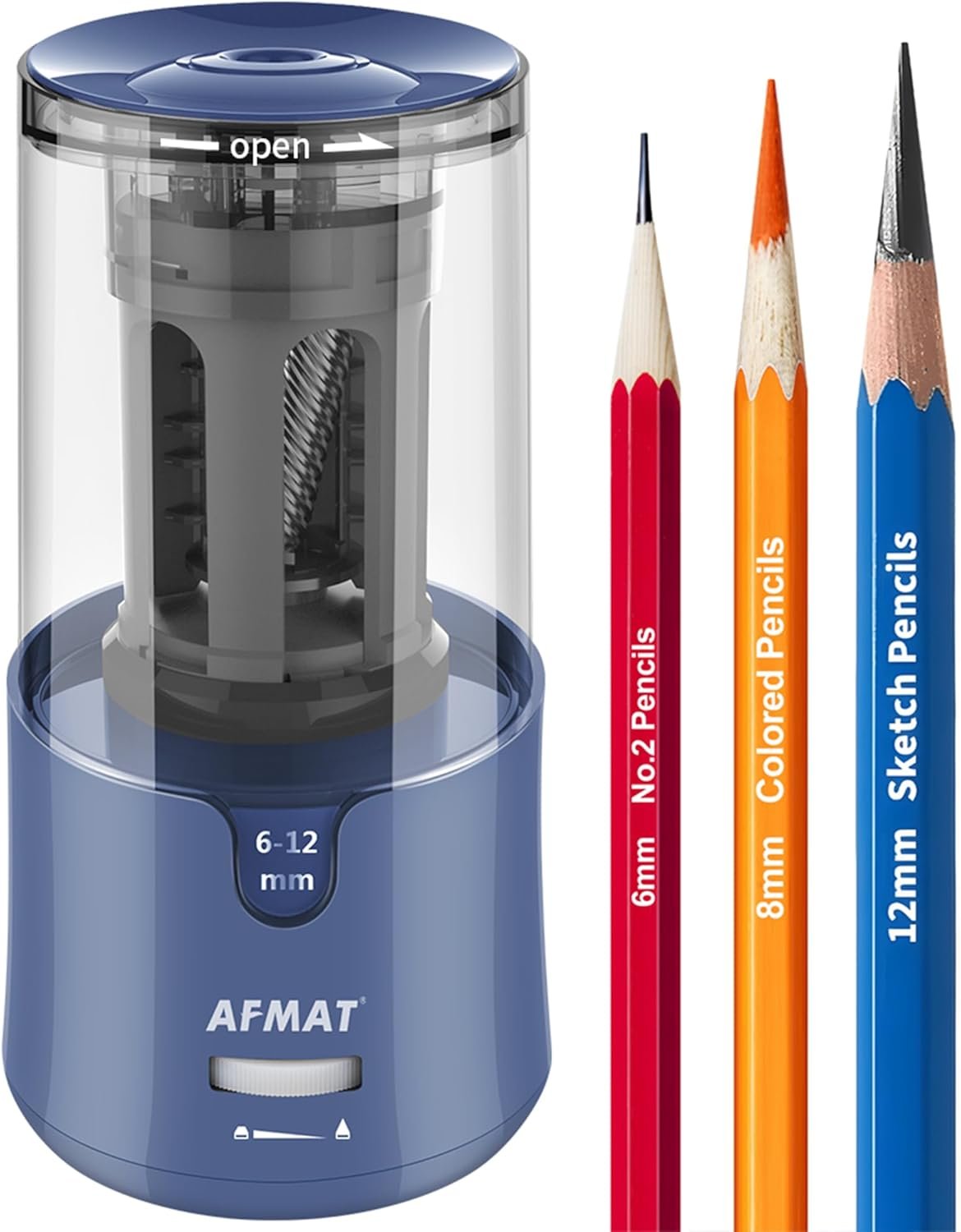 AFMAT Electric Pencil Sharpener – Heavy Duty Auto-Stop Sharpener for Sketching, Drawing & Colored Pencils – Fast, Portable & Durable Sharpener for Artists, Students & Professionals