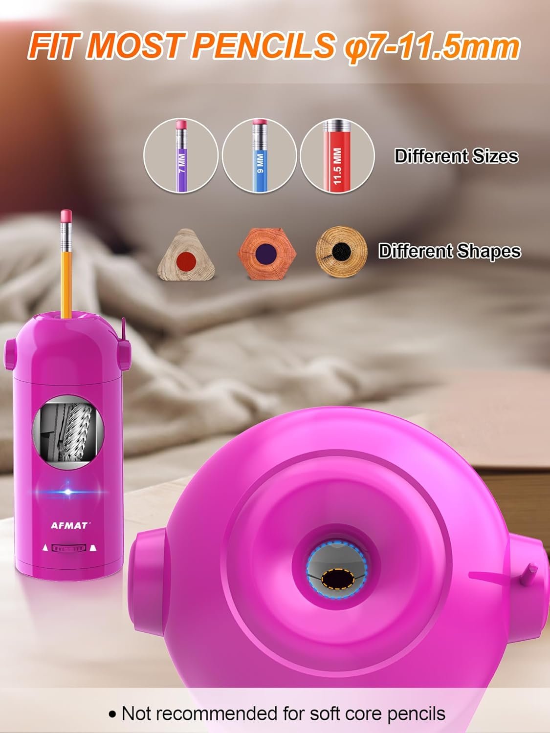 AFMAT Automatic Rechargeable Pencil Sharpener – Hands-Free, Fast & Portable Sharpener for Field Notes, Sketching & Outdoor Use