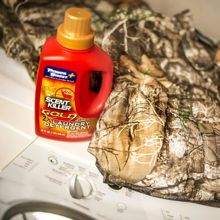 Scent Killer Gold Scent Free Laundry Detergent for Hunting Gear with Power Boost Plus Odor Eliminator, 32 Fluid Ounces