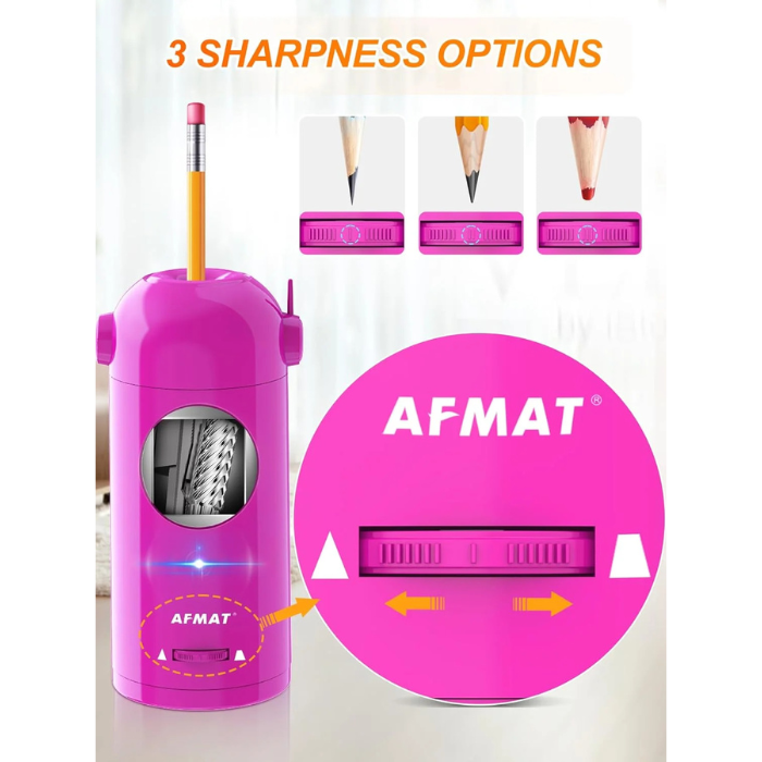 AFMAT Automatic Rechargeable Pencil Sharpener – Hands-Free, Fast & Portable Sharpener for Field Notes, Sketching & Outdoor Use