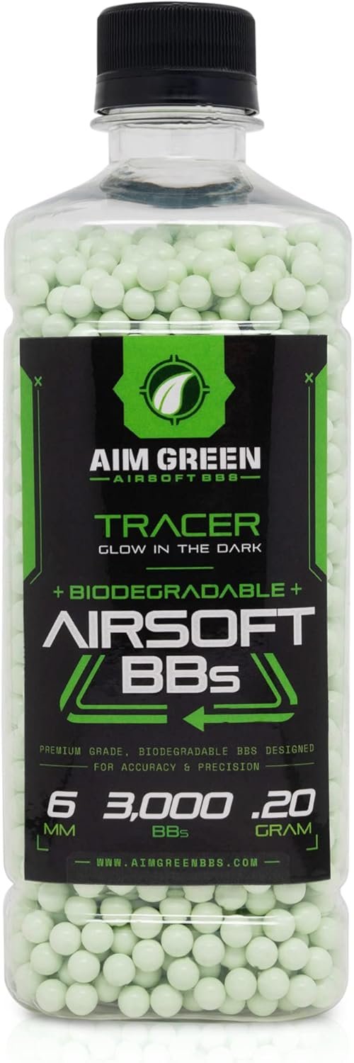 Tracer Biodegradable Airsoft BBS, Glow-in-The-Dark BBS, 3,000 Count