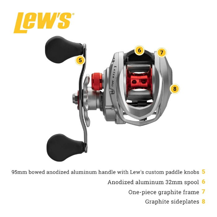 Lew’s Baitcast Fishing Reel – Right-Hand Retrieve Low Profile Casting Reel with Adjustable Braking System, Smooth Multi-Bearing Performance & Durable Construction for Freshwater Anglers