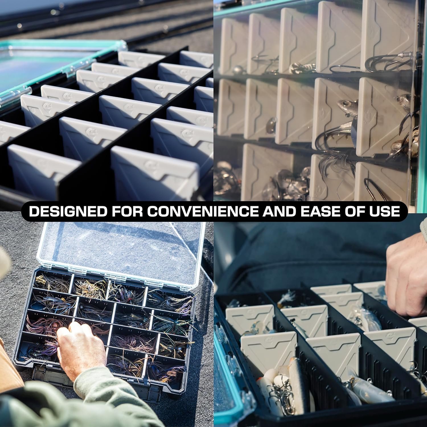 Fishing 3.7 Tackle Tray - Waterproof, Anti-Corrosion, Single Latch, Clear Polycarbonate Lid, Lure Box, Tackle Storage Box, Removable Dividers