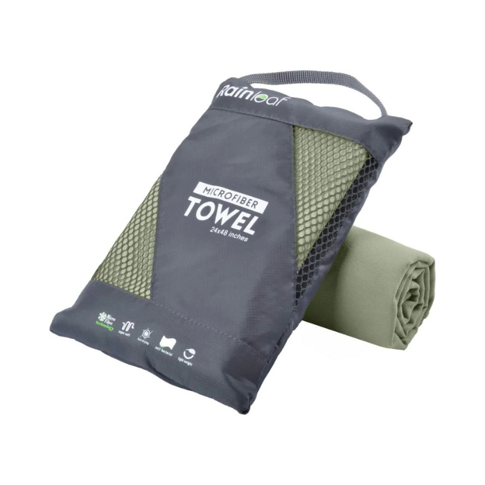 Rainleaf Microfiber Towel Perfect Travel & Gym & Camping Towel. Quick Dry - Super Absorbent - Ultra Compact - Lightweight