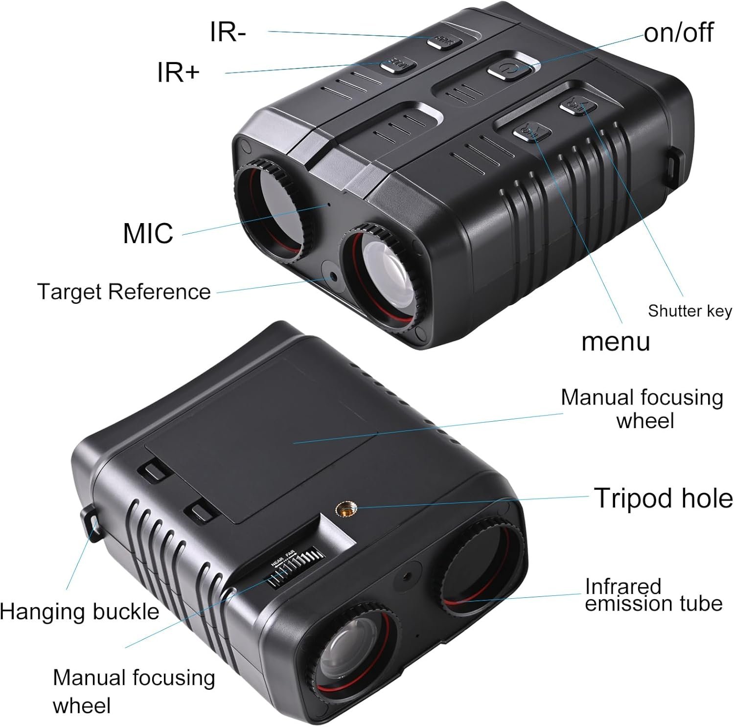 Night Vision Binoculars 4K Night Vision Goggles 1640FT 10X Optical Zoom Rechargeable with 3'' Screen and 128GB TF Card for Adults Bird Watching, Hunting