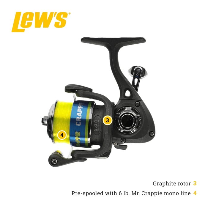 Lew’s Crappie Thunder Spinning Reel – Lightweight Size Spinning Reel with Smooth Multi-Bearing System, Strong Drag & Durable Graphite Body – Ideal for Crappie, Panfish & Trout