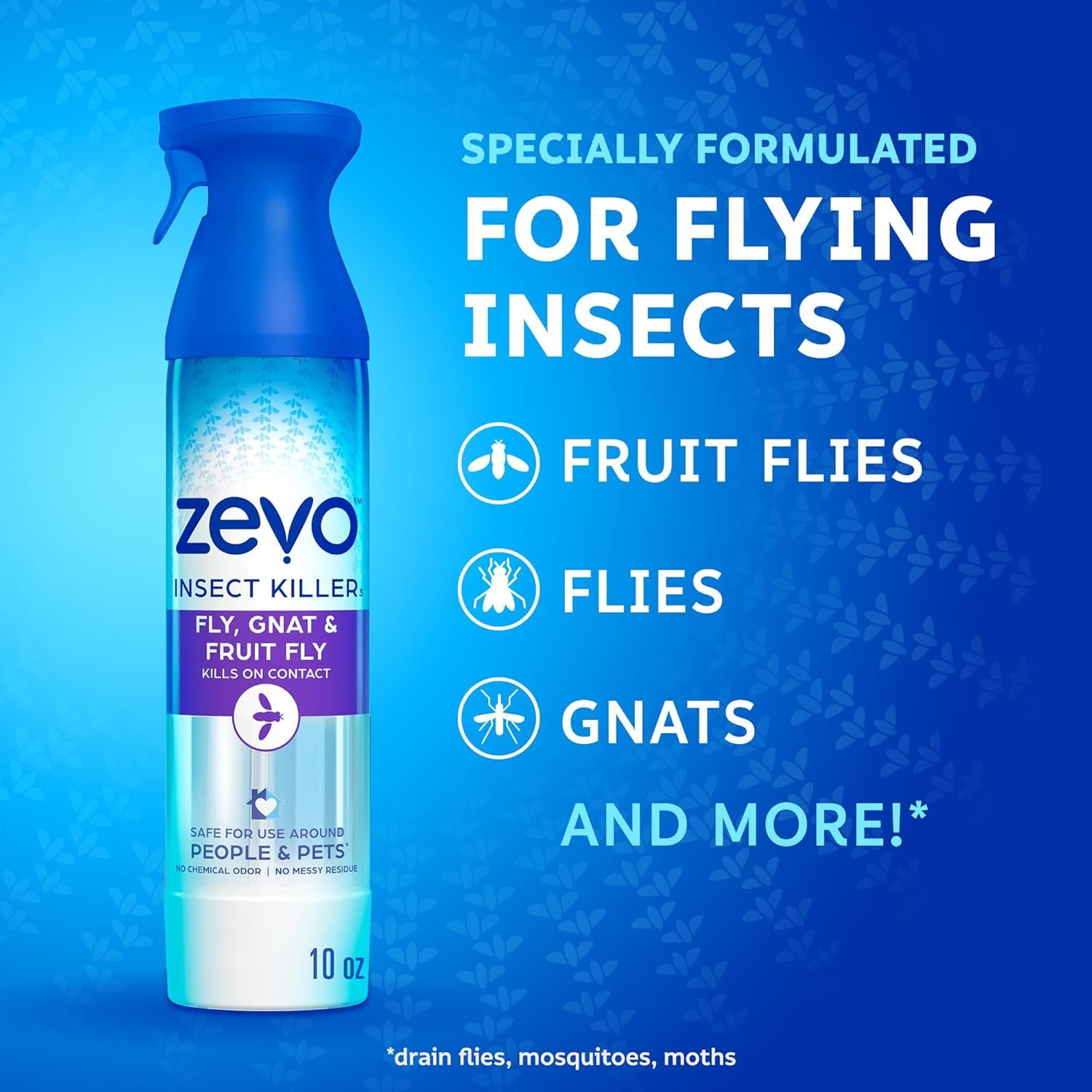 Zevo Flying Insect Killer Spray – Indoor/Outdoor Contact Bug Spray with Rosemary & Cornmint Essential Oils (10 oz)