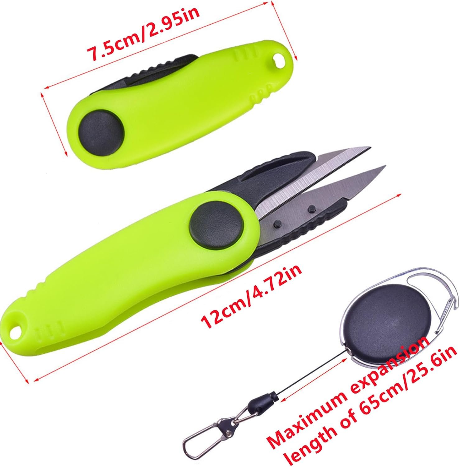 Fishing Wire Plier Fishing Line Scissors Stainless Steel Fishing Pliers Scissors Folding Shrimp Shape Fishing Line Clipper with Retractable Keychain for Fishing