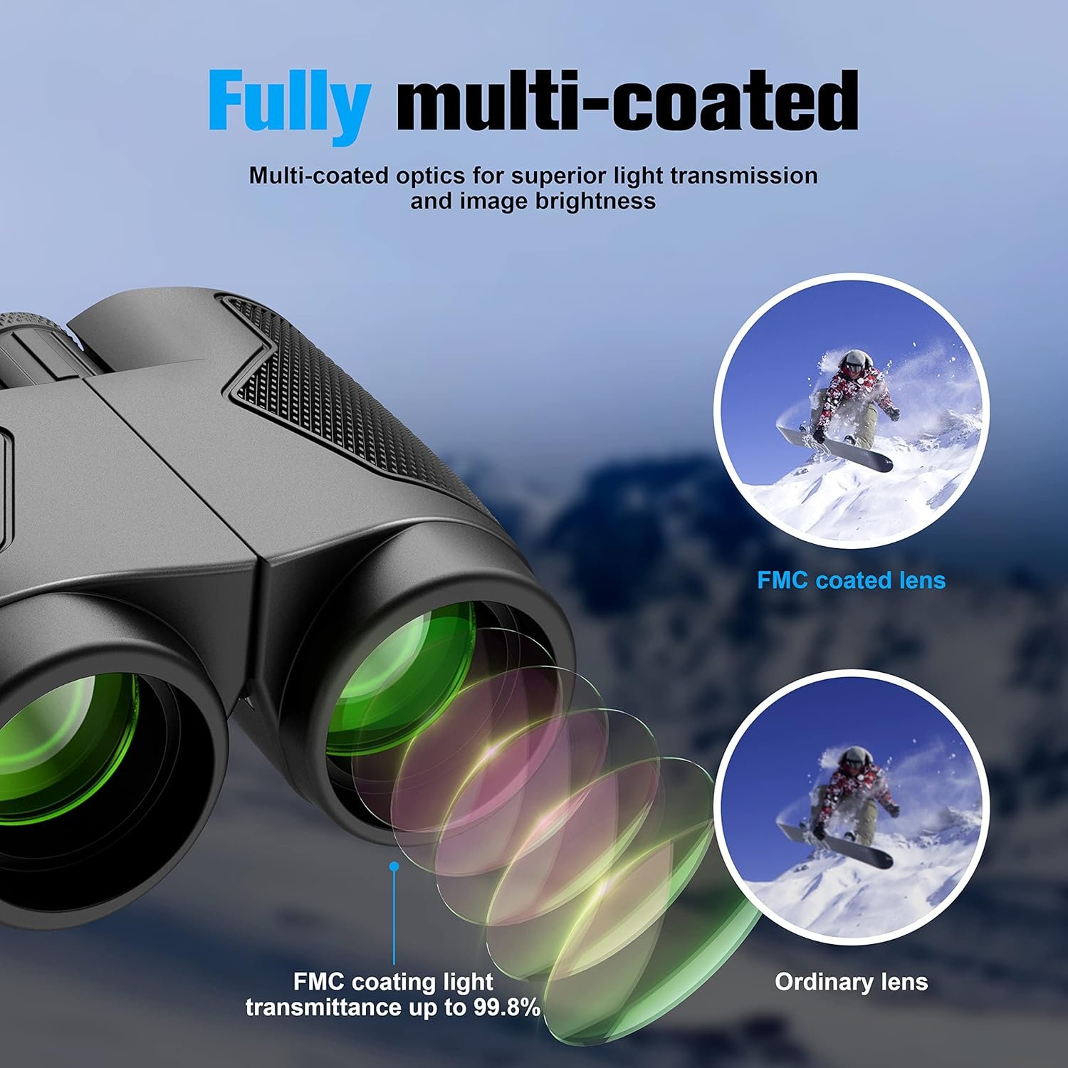 12x50 Binoculars with Clear Low Night Version for Adults and Kids, Large Eyepiece Waterproof Durable & Clear BAK4 Prism FMC Lens Binoculars for Bird Watching Hunting Travel