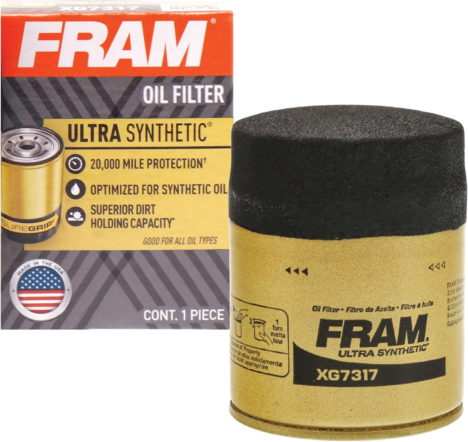 FRAM Ultra Synthetic XG7317 20K Mile Change Automotive Replacement Engine Oil Filter for Synthetic Oil Changes, Premium Vehicle Engine Protection Oil Filter for Select Vehicle Model Years, perfect for Outdoor, Off-Road, and Everyday Driving