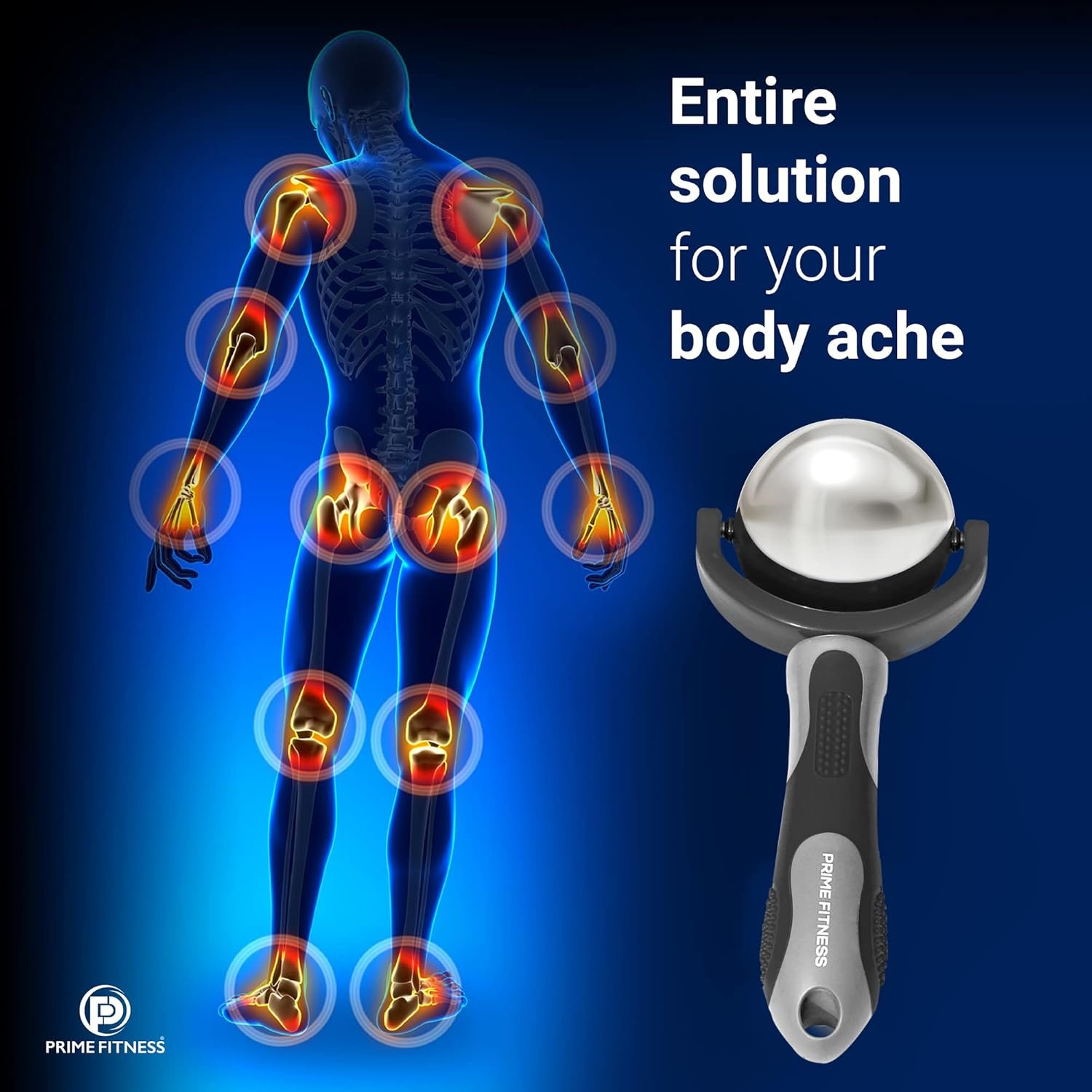 Description for Black Cold Massage Roller Ball with Handle – Reusable Stainless Steel Cryotherapy Roller for Hot & Cold Tissue Relief, Deep Tissue Trigger-Point Therapy