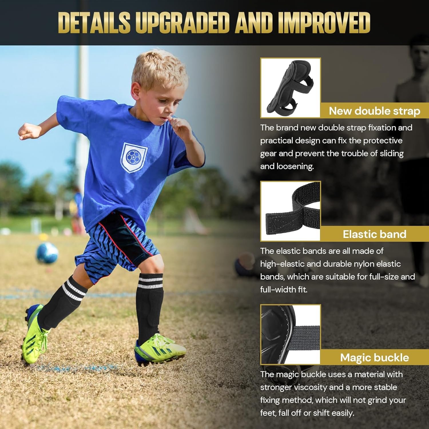 Description for Soccer Shin Guards for Youth Kids Toddler, Protective Soccer Shin Pads & Sleeves Equipment - Football Gear for 3-12 years Old Children Teens Boys Girls