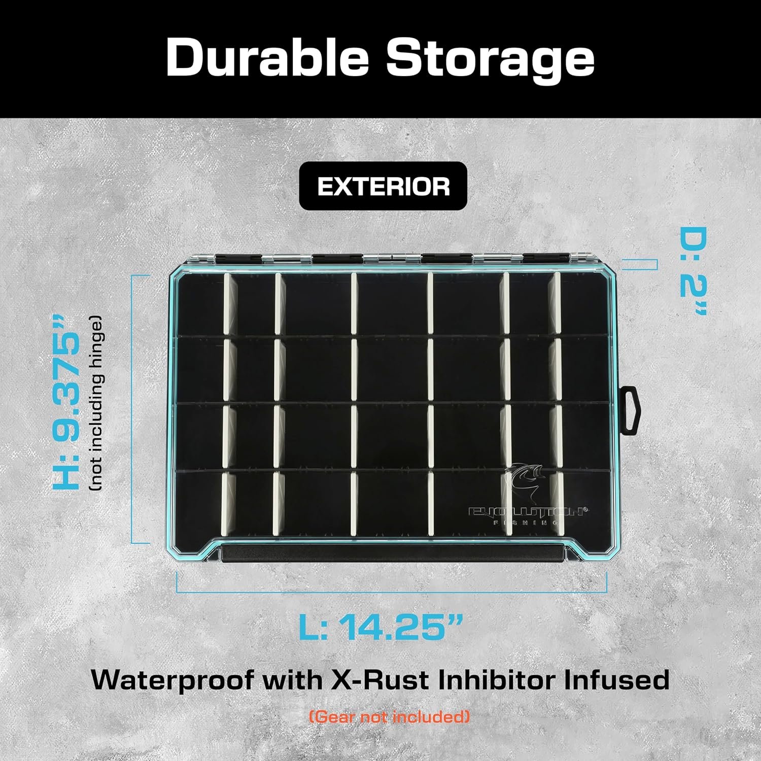 Description for Fishing 3.7 Tackle Tray - Waterproof, Anti-Corrosion, Single Latch, Clear Polycarbonate Lid, Lure Box, Tackle Storage Box, Removable Dividers