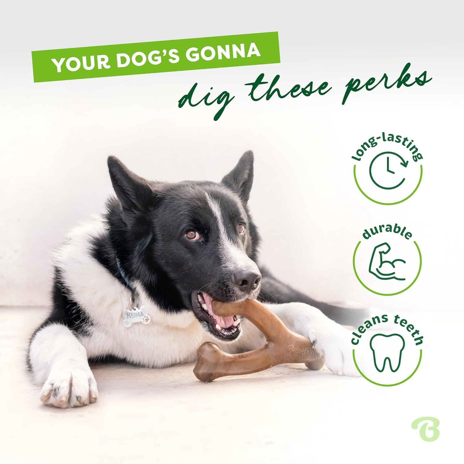 Description for Benebone Wishbone Durable Dog Chew Toy for Aggressive Chewers, Made in USA, Large, Real Bacon Flavor