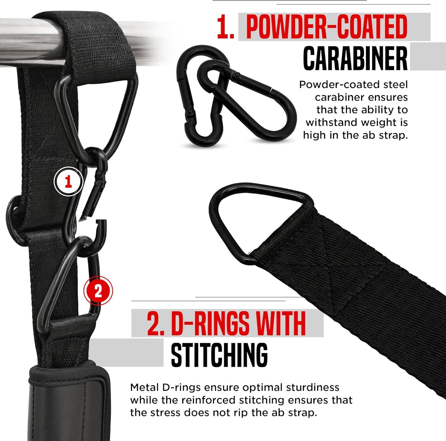 AB Straps for Pull Up Bar Hanging (Pair), Maya Hide Leather, Abdominal Muscle Building Padded Arm Support Slings with D-Ring Strap, Leg Raise Exercise Fitness Workout Strength Training, Men Women