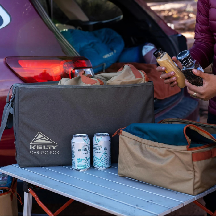 Kelty Car-Go Box – Collapsible Storage Organizer with Dual Compartments, Sturdy Handles & Folding Design – Portable Gear Box for Camping, Road Trips, Tailgating & Everyday Car Storage