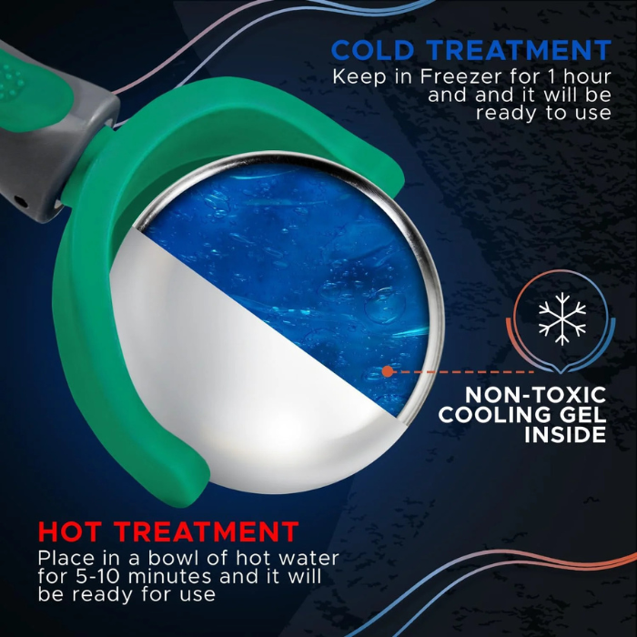 Green Cold Massage Roller Ball with Handle – Reusable Stainless Steel Cryotherapy Roller for Hot & Cold Tissue Relief, Deep Tissue Trigger-Point Therapy