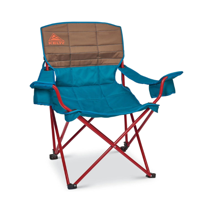 Kelty Deluxe Reclining Lounge Chair – Heavy-Duty Folding Camp Chair with Adjustable Recline, Padded Armrests & Cup Holders – Portable Comfort for Camping, Tailgating & Outdoor Events