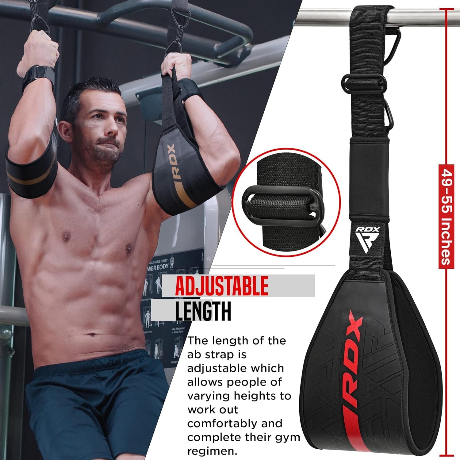 AB Straps for Pull Up Bar Hanging (Pair), Maya Hide Leather, Abdominal Muscle Building Padded Arm Support Slings with D-Ring Strap, Leg Raise Exercise Fitness Workout Strength Training, Men Women