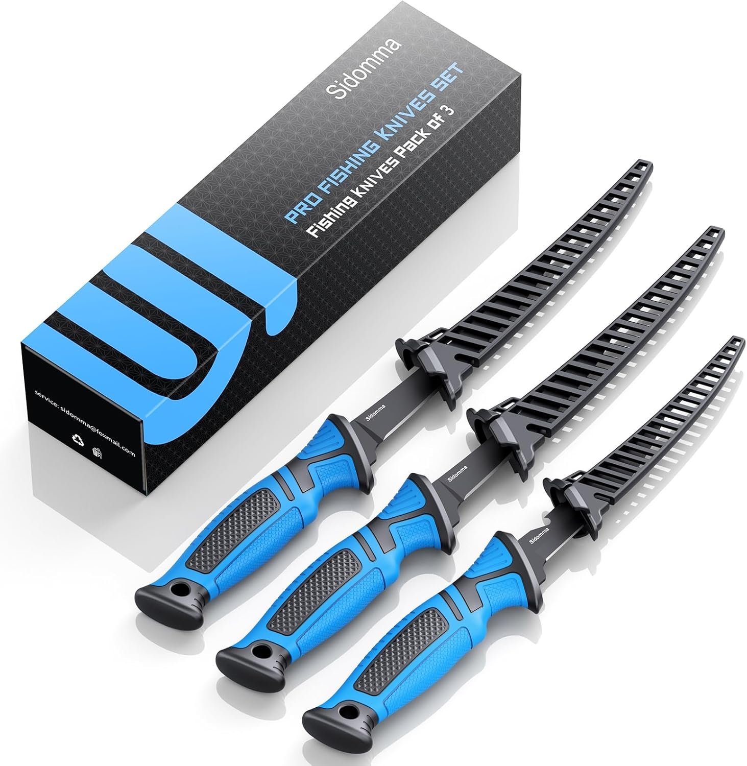Fillet Knife and Bait Knife Set Performance 5"-6"-7" Flex Razor Sharp Stainless-Steel Blade with Sheath for Filleting and Boning, Pro Fishing Gear and Equipment Tools