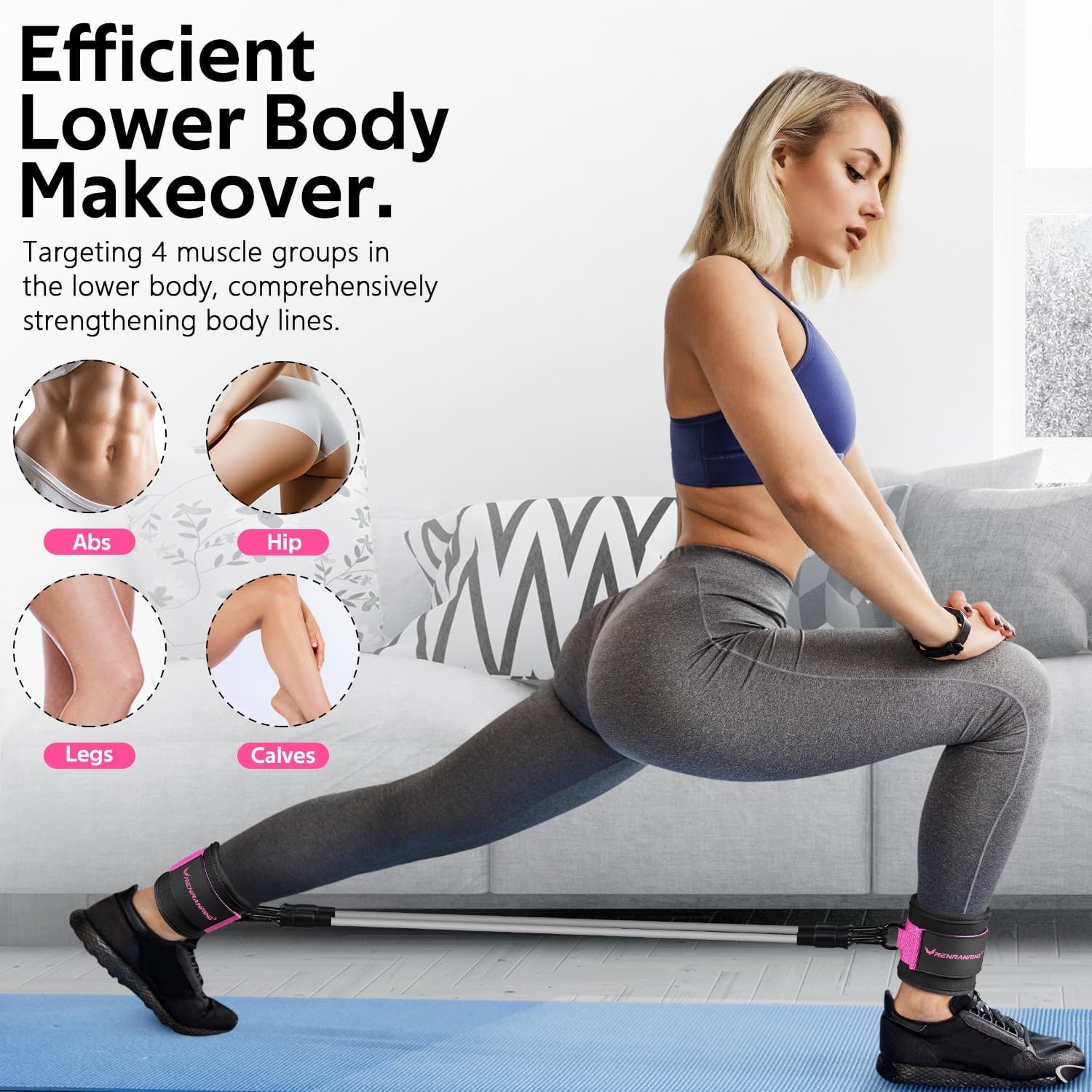Ankle Resistance Bands, Ankle Bands for Working Out with Cuffs, Ankle Resistance Band, Glutes Workout Equipment, Butt Exercise Equipment for Women Legs and Glutes
