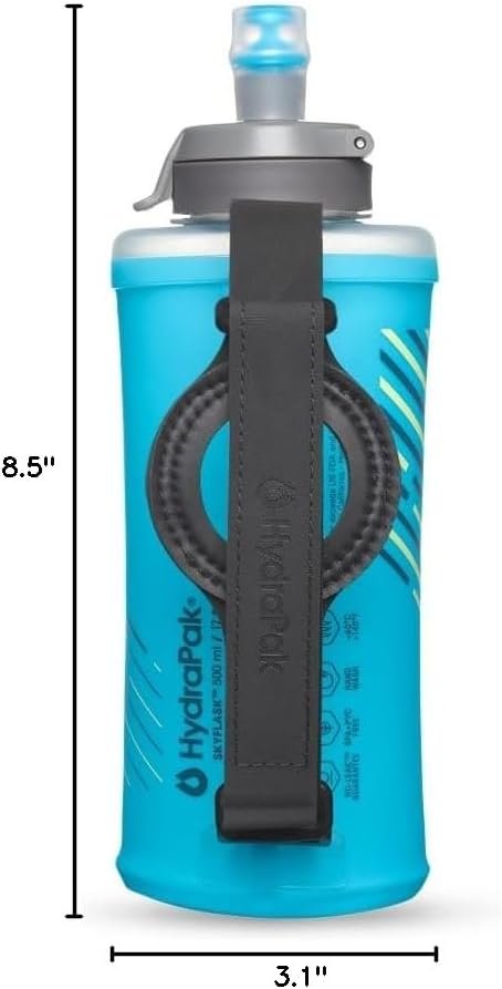 HydraPak SkyFlask Speed - Collapsible Handheld Running Water Bottle 500ml Thumb Loop - Adjustable Strap, Lightweight